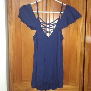 Dark blue off the shoulder top